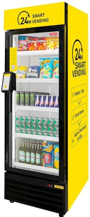 Modern grab-and-go vending machine with camera and sensor technology
