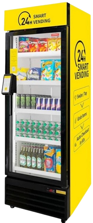Modern grab-and-go vending machine with camera and sensor technology